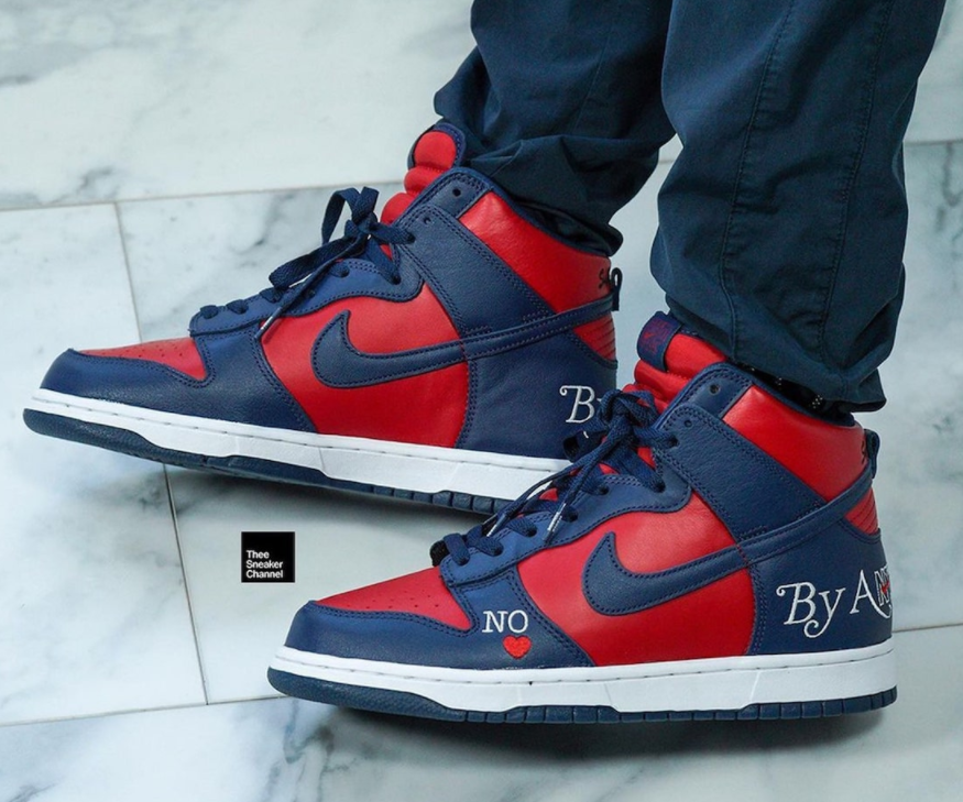 Nike Supreme x Dunk High SB 'By Any Means - Red Navy' DN3741 600 - Limited Edition