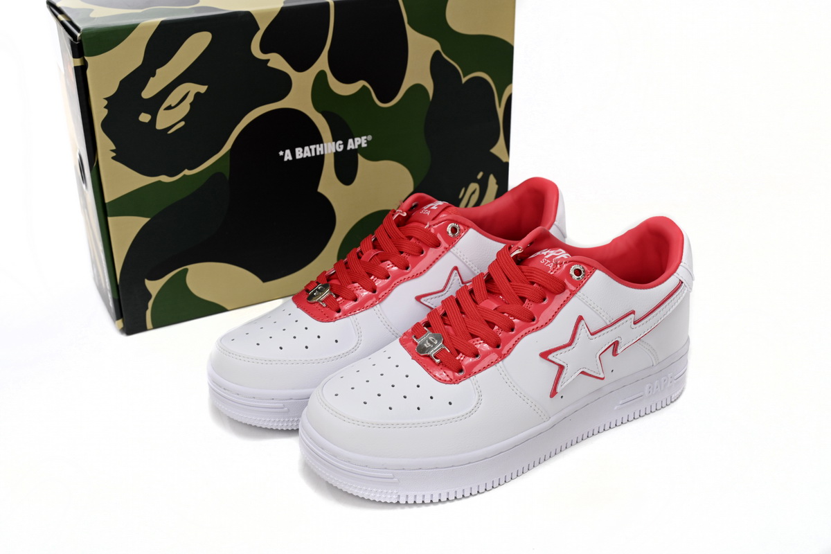 A Bathing Ape Bape Sta Leather Low 'Red' 1J30-291-017 - Stylish and Iconic Sneakers