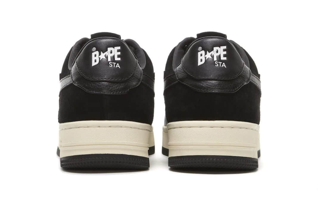 A Bathing Ape Bape Sta Low Suede Heel Black 001FWG701042X BLK - Premium Streetwear Footwear