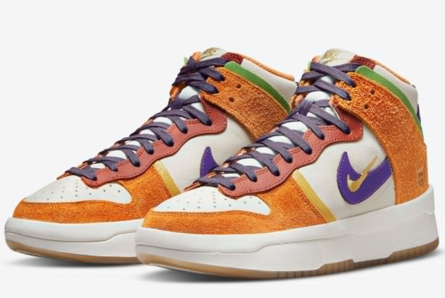 Nike Dunk High Up 'Setsubun' Sail/Harvest Moon-Hot Curry-Canyon Purple DQ5012-133 - Shop now for the trendy limited edition Dunk High Up sneakers!