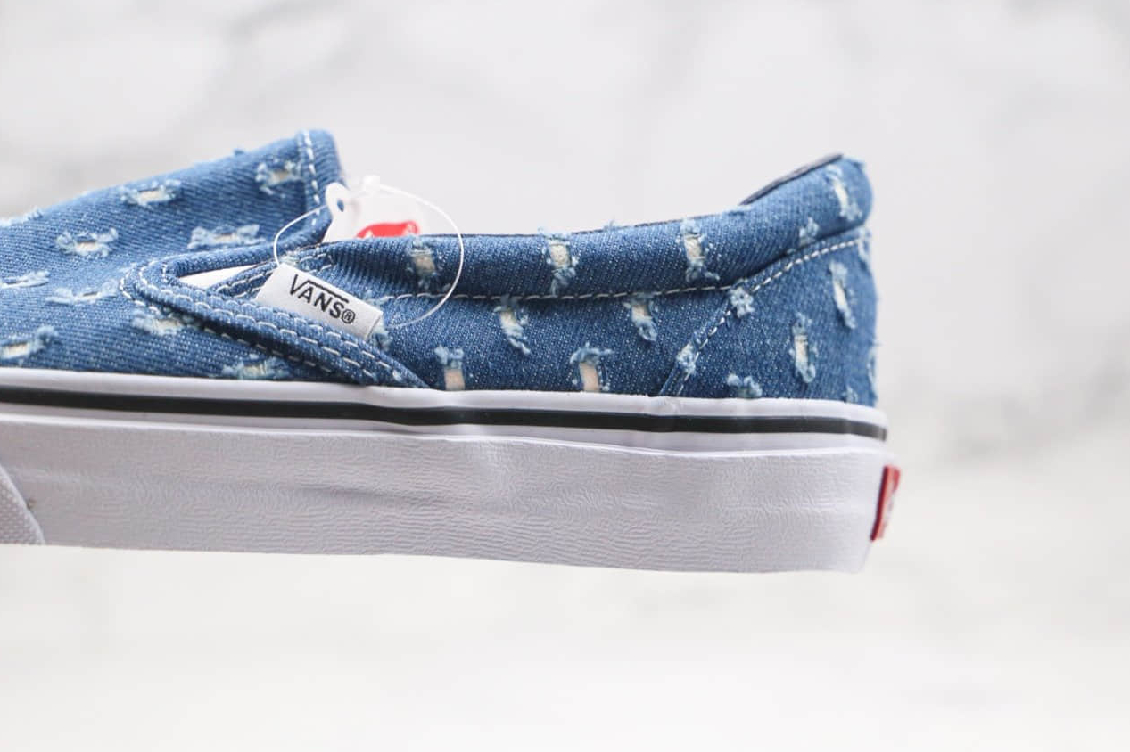 Vans Supreme x Slip-On 'Blue Hole Punch Denim' - Stylish and Unique Slip-On Sneakers