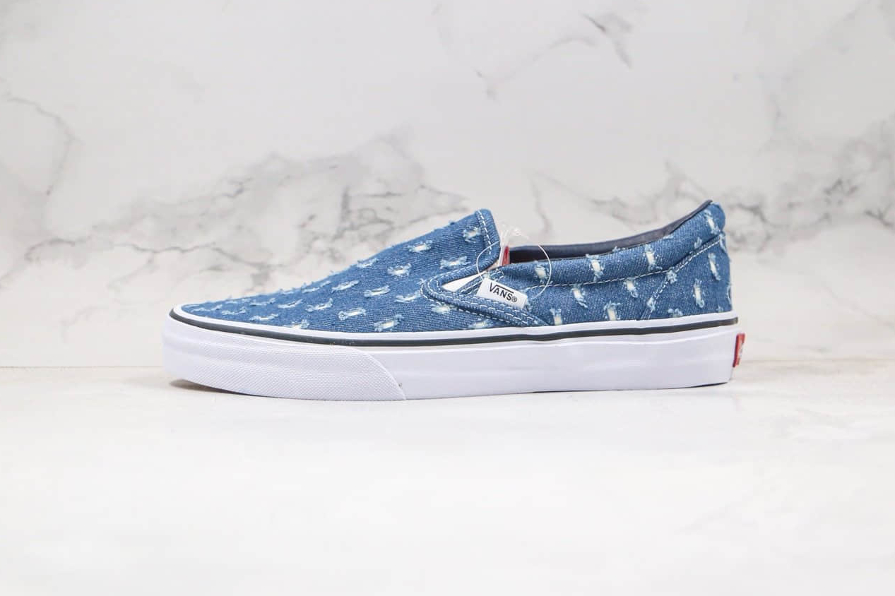 Vans Supreme x Slip-On 'Blue Hole Punch Denim' - Stylish and Unique Slip-On Sneakers